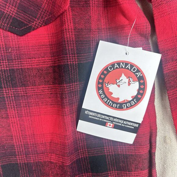 Canada Weather Gear Women's Size M Flannel Plaid Button Down Shirt Red/Black - Picture 12 of 15